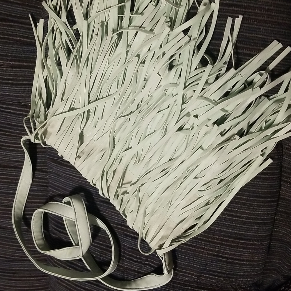 *3 FOR $15* Mint Green Fringe Faux Leather Shoulder Strap Bag Purse Punk Pinup